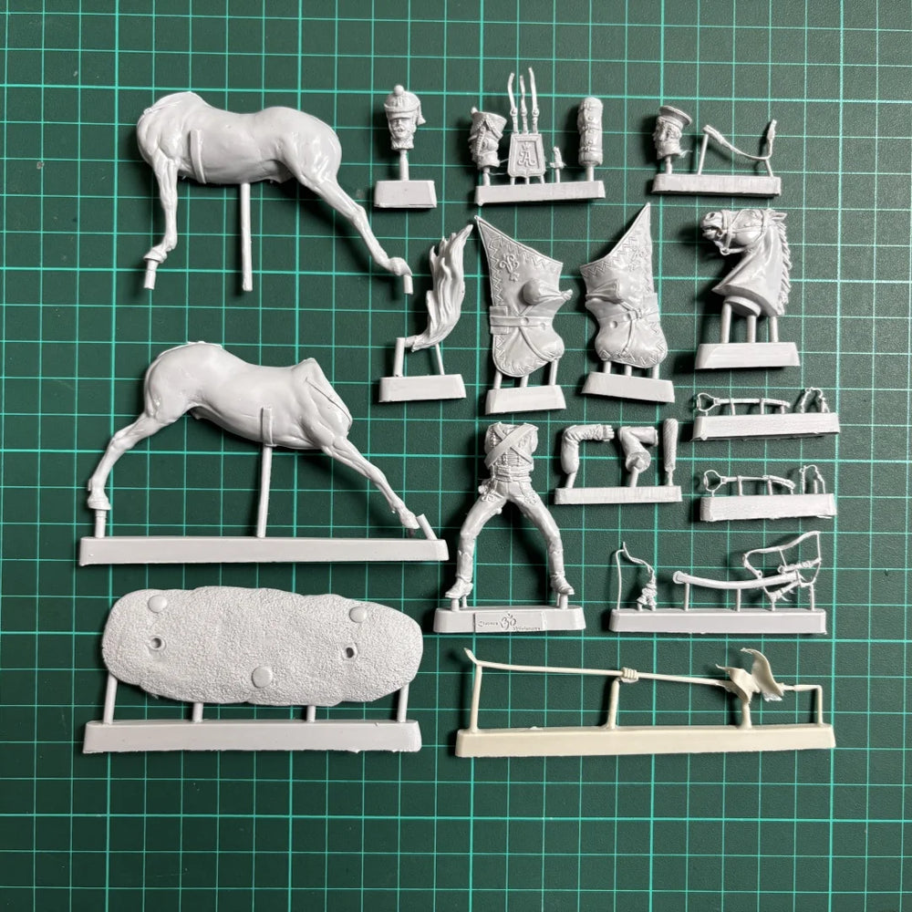 54mm Napoleonic Russian Hussars, 4 Figures, Resin Model Figure Kit, Unassembled and Unpainted