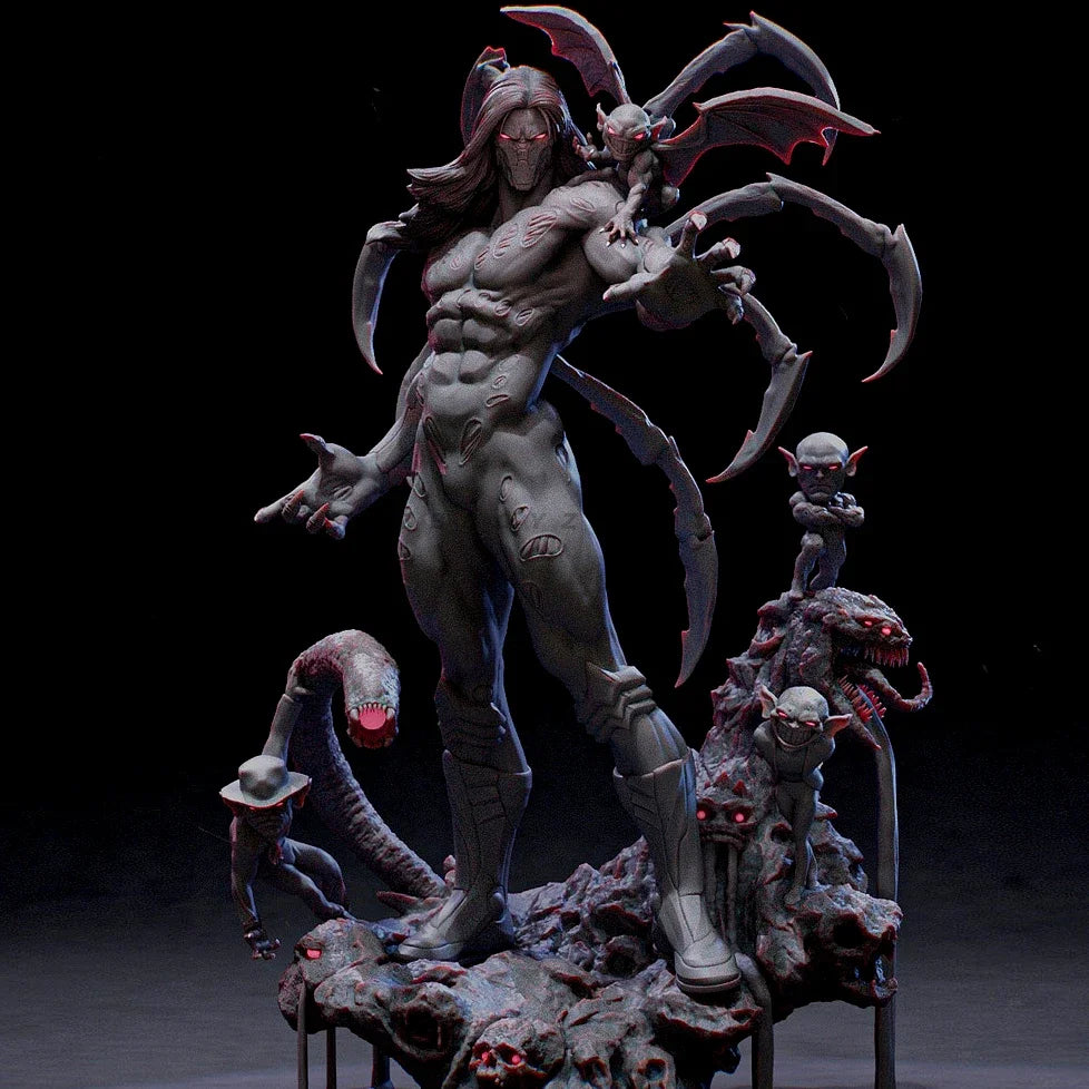 75mm Winged Four-Armed Demon, Resin Model Figure Kit, Fantasy Theme, Unassembled and Unpainted