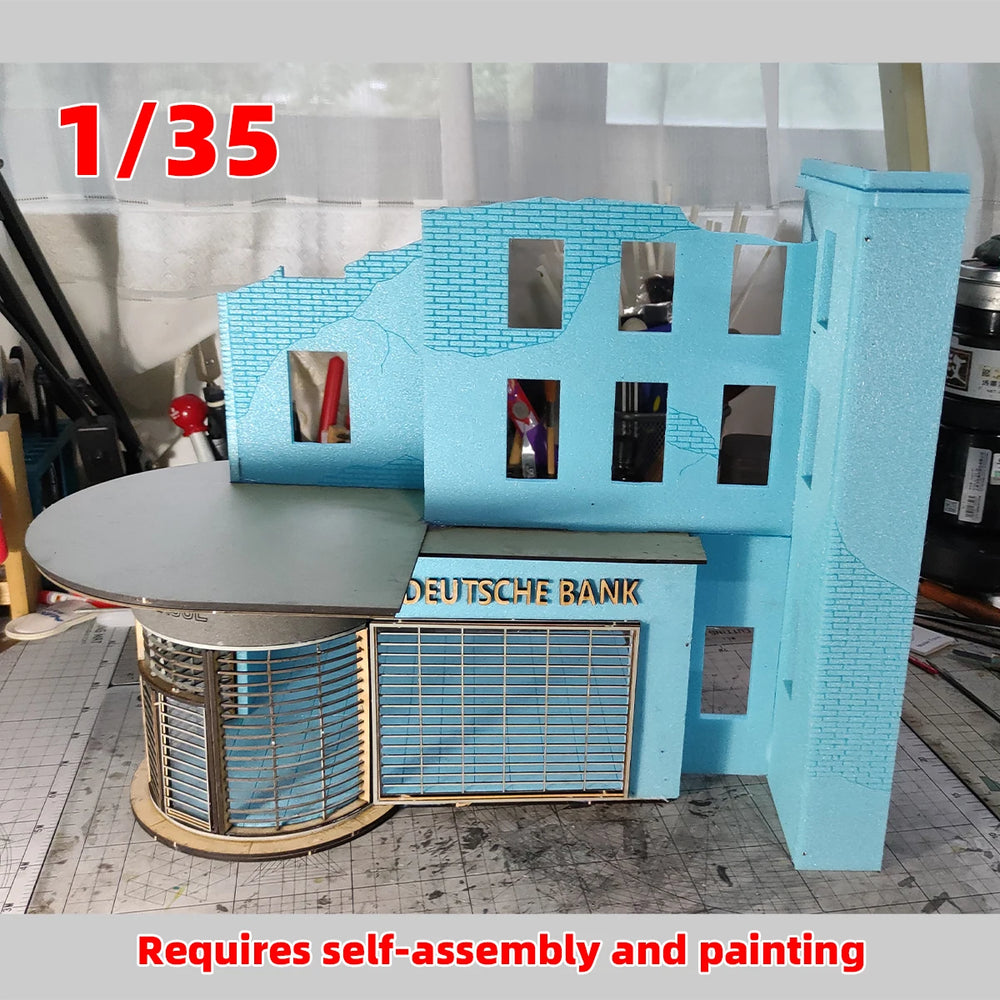 1/35 Modern Ruined German Bank Urban Ruins, Resin Model Diorama Kit, Unassembled and Unpainted