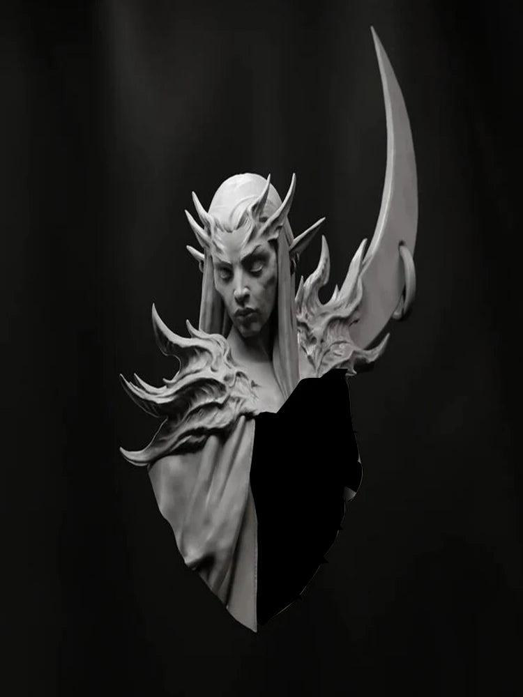 1/12 Spiral-Horned Demon Lord, Resin Model Bust Kit, Fantasy Theme, Unassembled and Unpainted