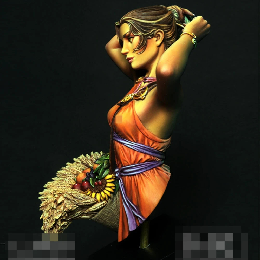 1/10 Teal-Haired Nature Goddess with Feathered Wings, Resin Model Bust Kit, Fantasy Theme, Unassembled and Unpainted