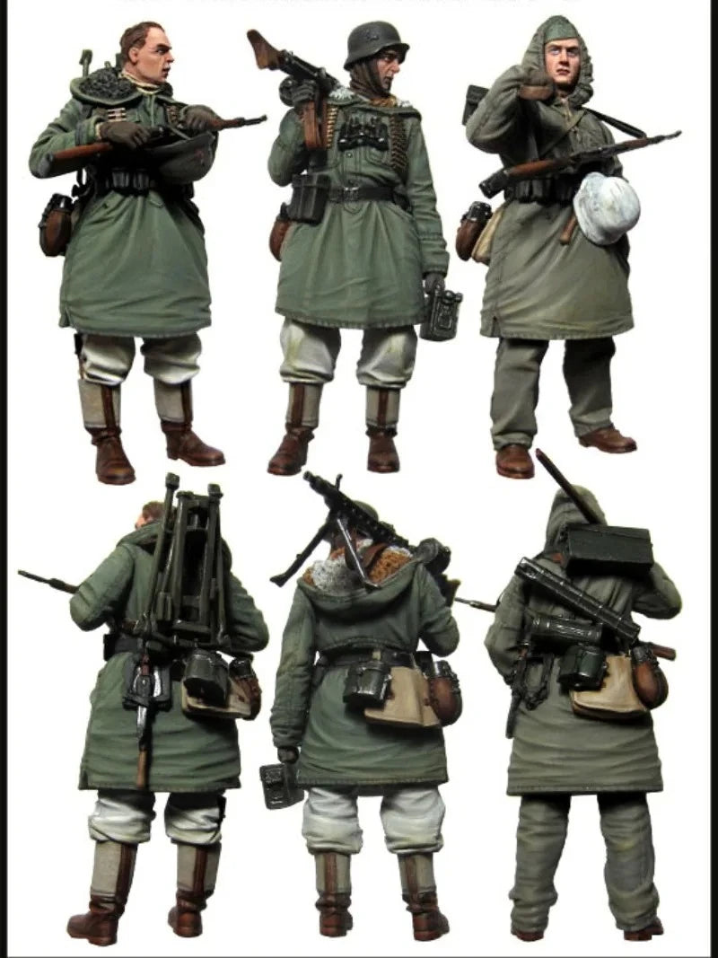 1/35 WWII German Machine Gun Crew, 3 Figures, Resin Model Figure Kit, Unassembled and Unpainted