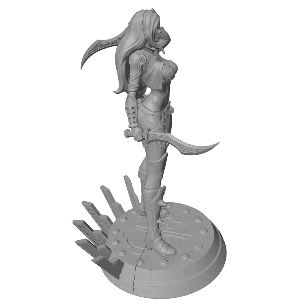 1/24 Female Warrior with Dual Swords, Resin Model Figure Kit, Fantasy Theme, Unassembled and Unpainted