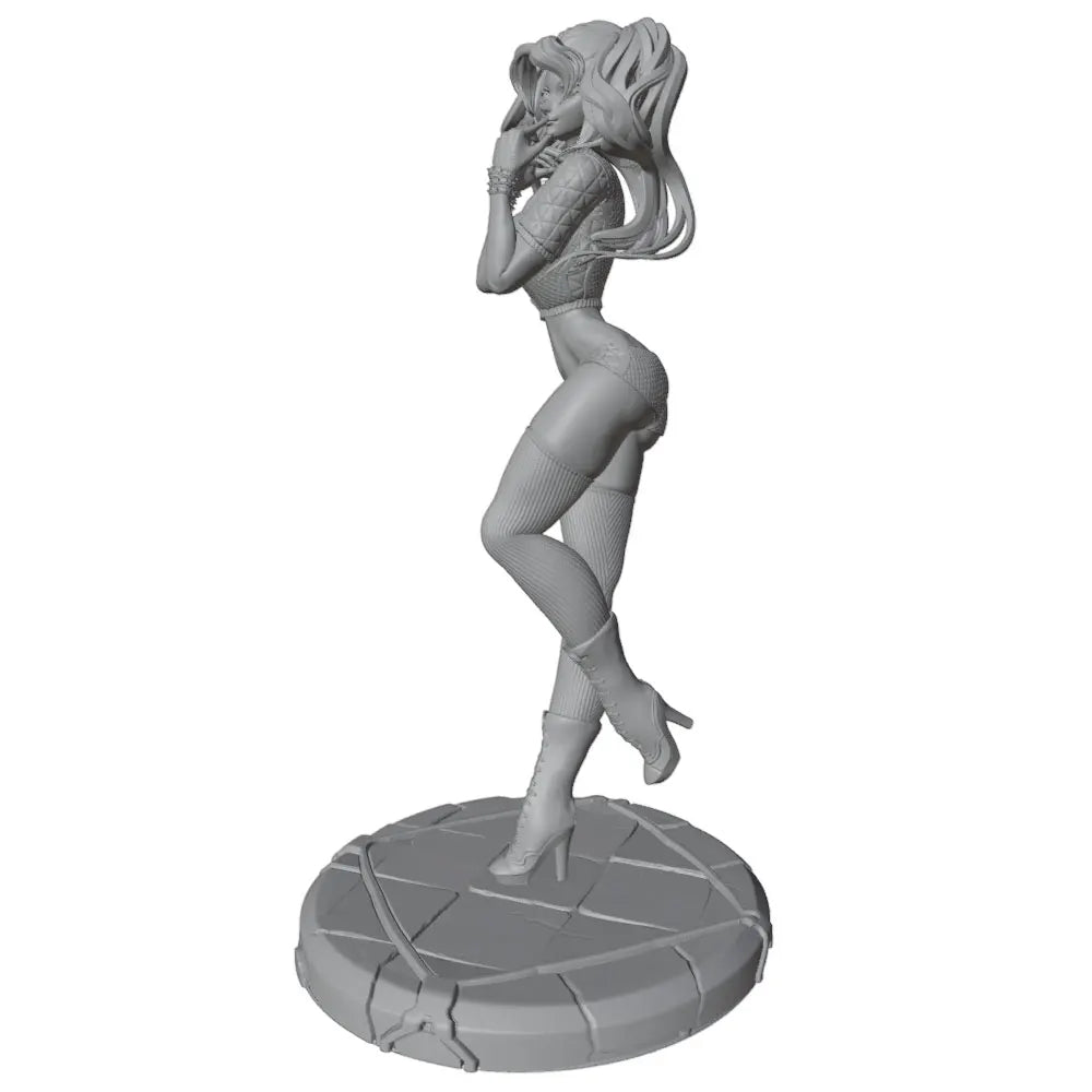 1/24 Long-Haired Pin-up Female in Dynamic Pose, Resin Model Figure Kit, Anime Theme, Unassembled and Unpainted