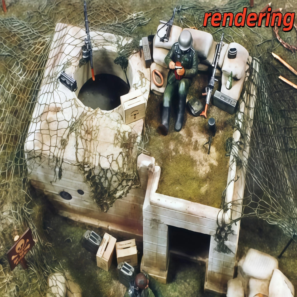 1/35 WWII German Machine Gun Bunker, Resin Model Terrain Kit, Unpainted