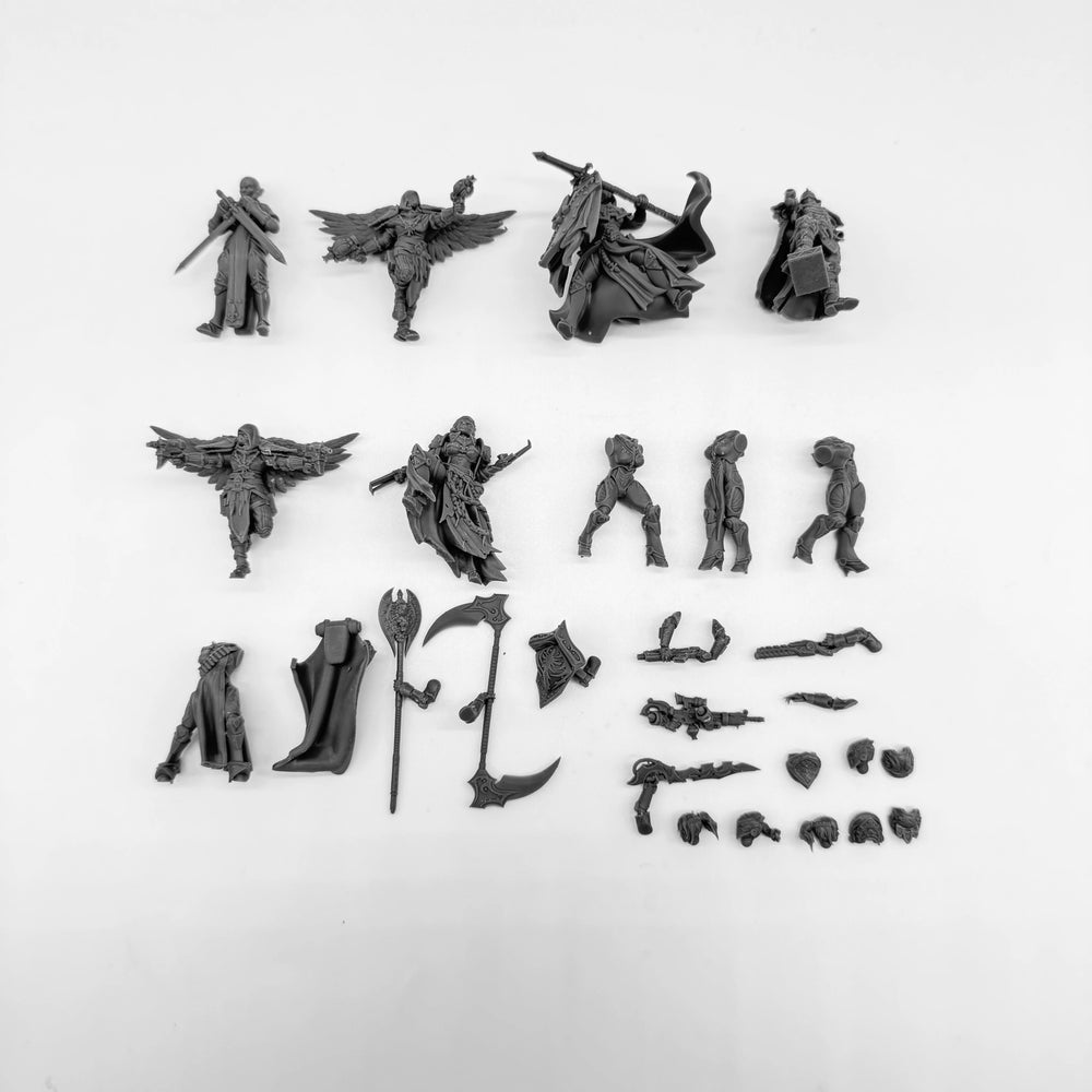 32mm Winged Demons & Warriors, 9 Figures, Resin Model Figure Kit, Fantasy Theme, Unassembled and Unpainted