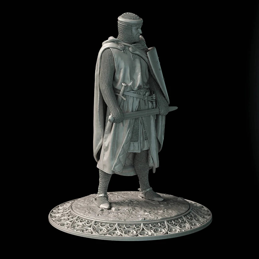 1/24 Medieval Templar Knight with Red Cross Shield, Resin Model Figure Kit, Unassembled and Unpainted