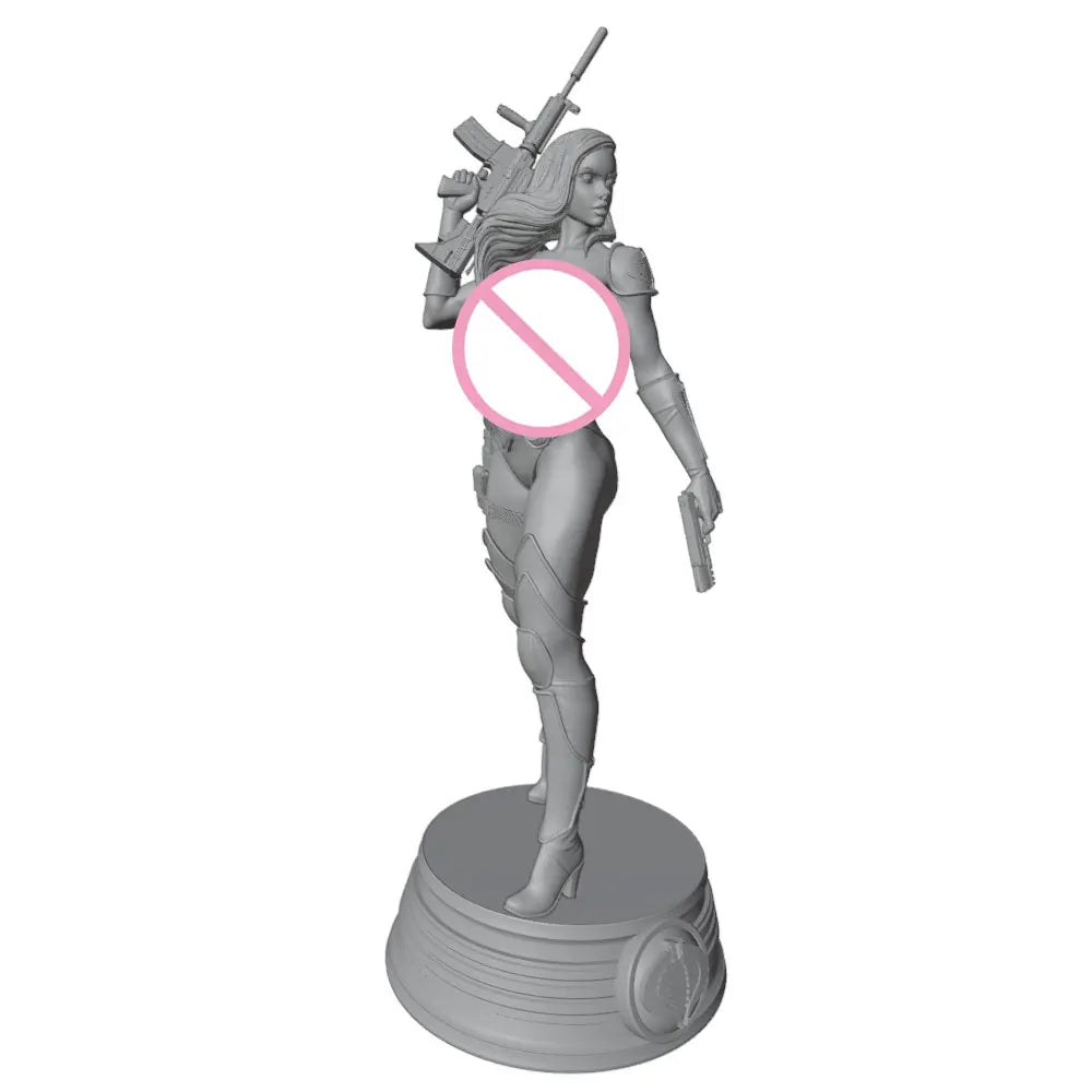 75mm Female Sci-Fi Soldier in Beret with Plasma Rifle, Resin Model Figure Kit, Fantasy Theme, Unassembled and Unpainted