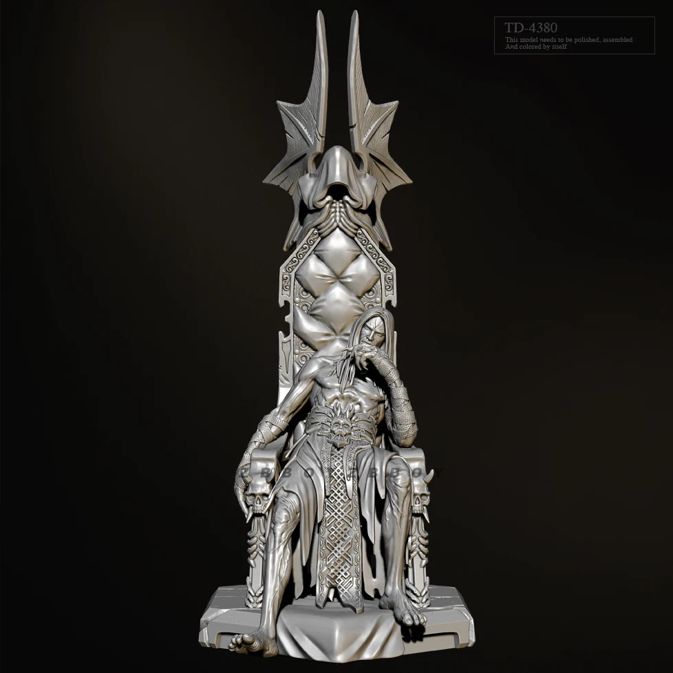 75mm Female with Winged Throne, Resin Model Figure Kit, Fantasy Theme, Unassembled and Unpainted