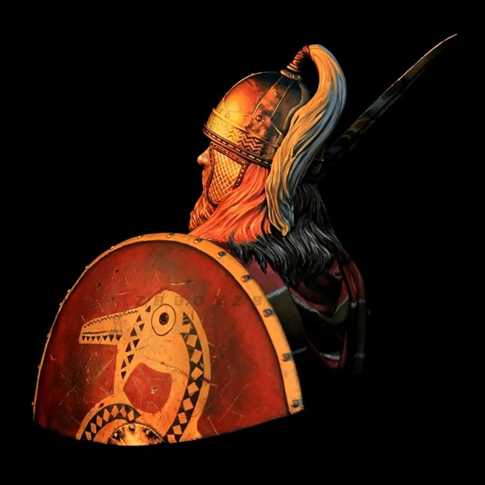 1/10 Medieval Saxon Warrior, Resin Model Bust Kit, Unassembled and Unpainted
