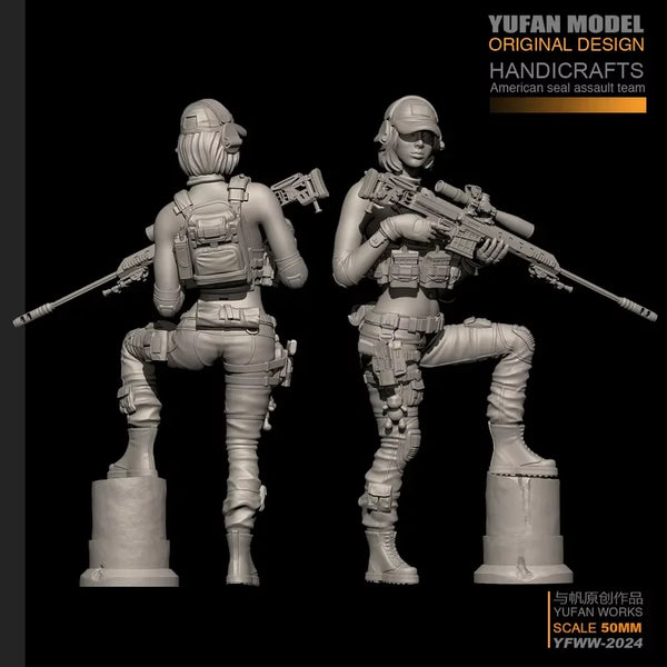 Modern Female Tactical Operators, 2 Figures, Resin Model Figure Kit, Unassembled and Unpainted