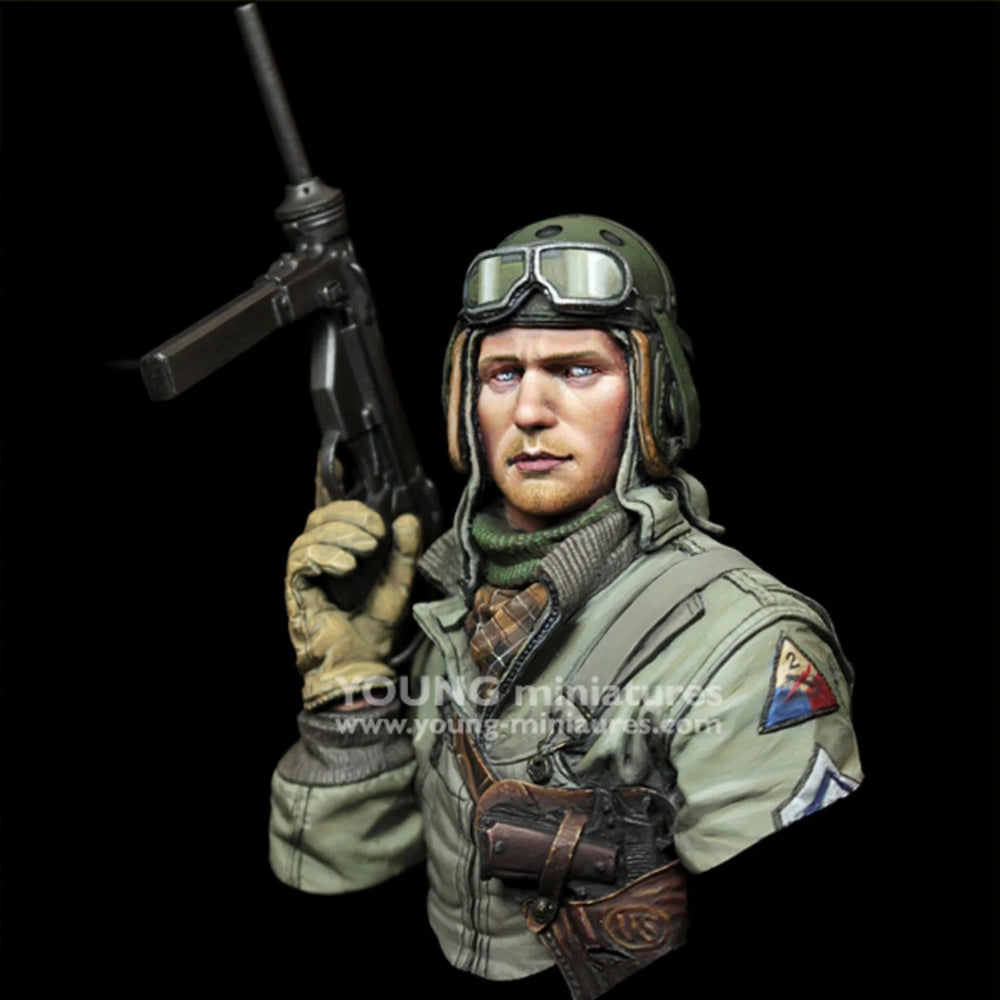 1/10 WWII German Luftwaffe Pilot with MG42 Machine Gun, Resin Model Bust Kit, Unassembled and Unpainted
