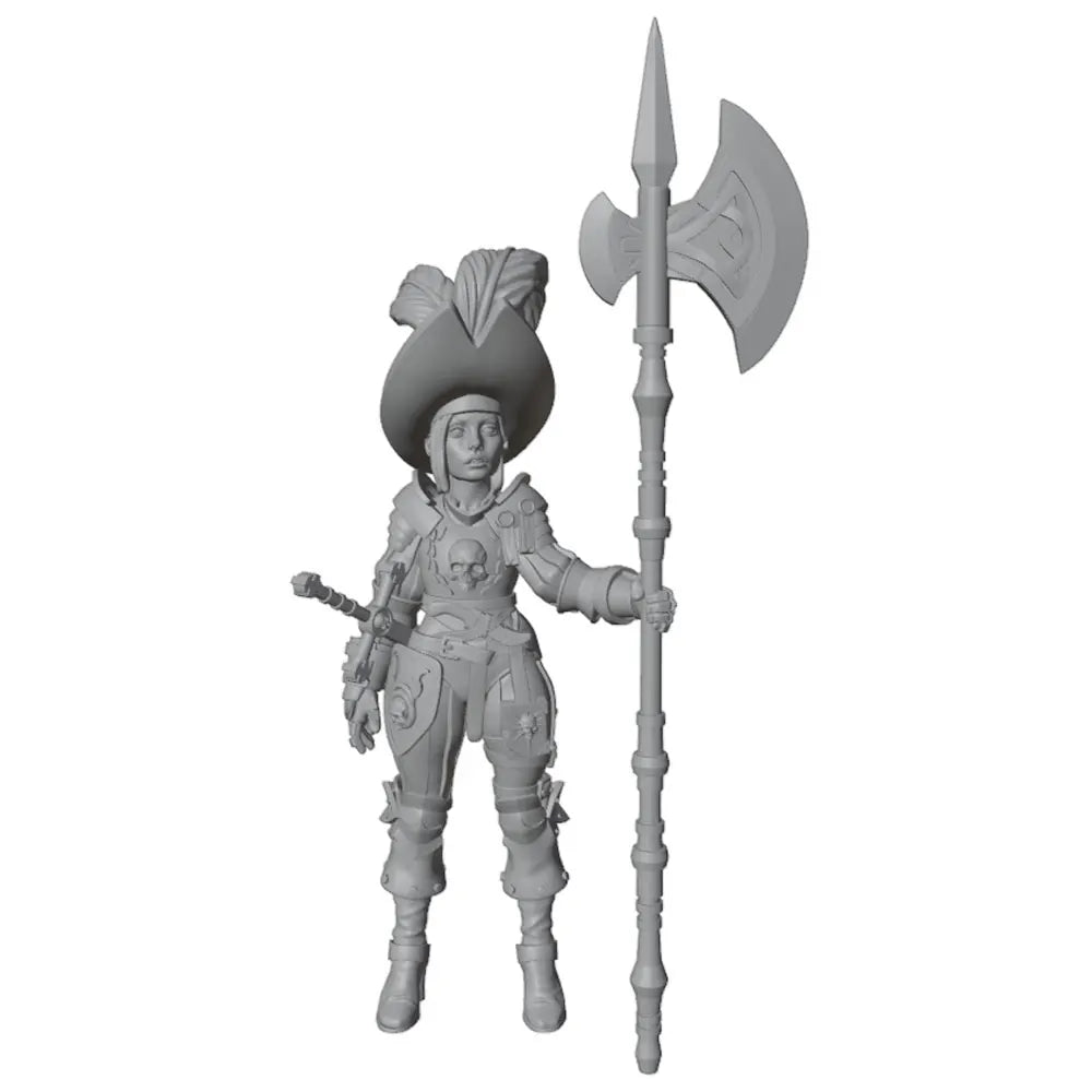 1/35 Female Warrior with Feathered Helm and Battle Axe, Resin Model Figure Kit, Fantasy Theme, Unassembled and Unpainted