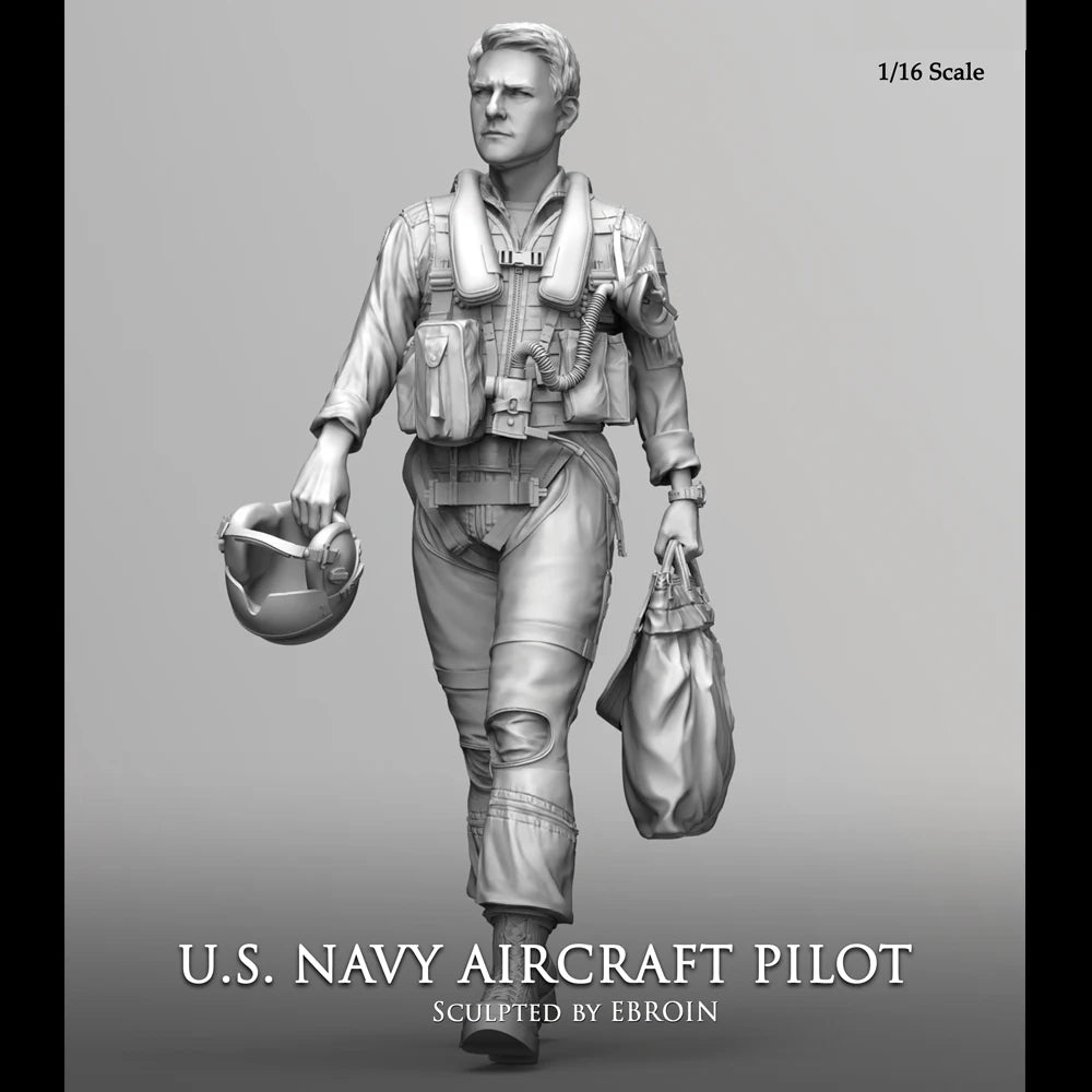 1/16 WWII US Navy Aircraft Pilot (2 Heads), Resin Model Figure Kit, Unassembled and Unpainted