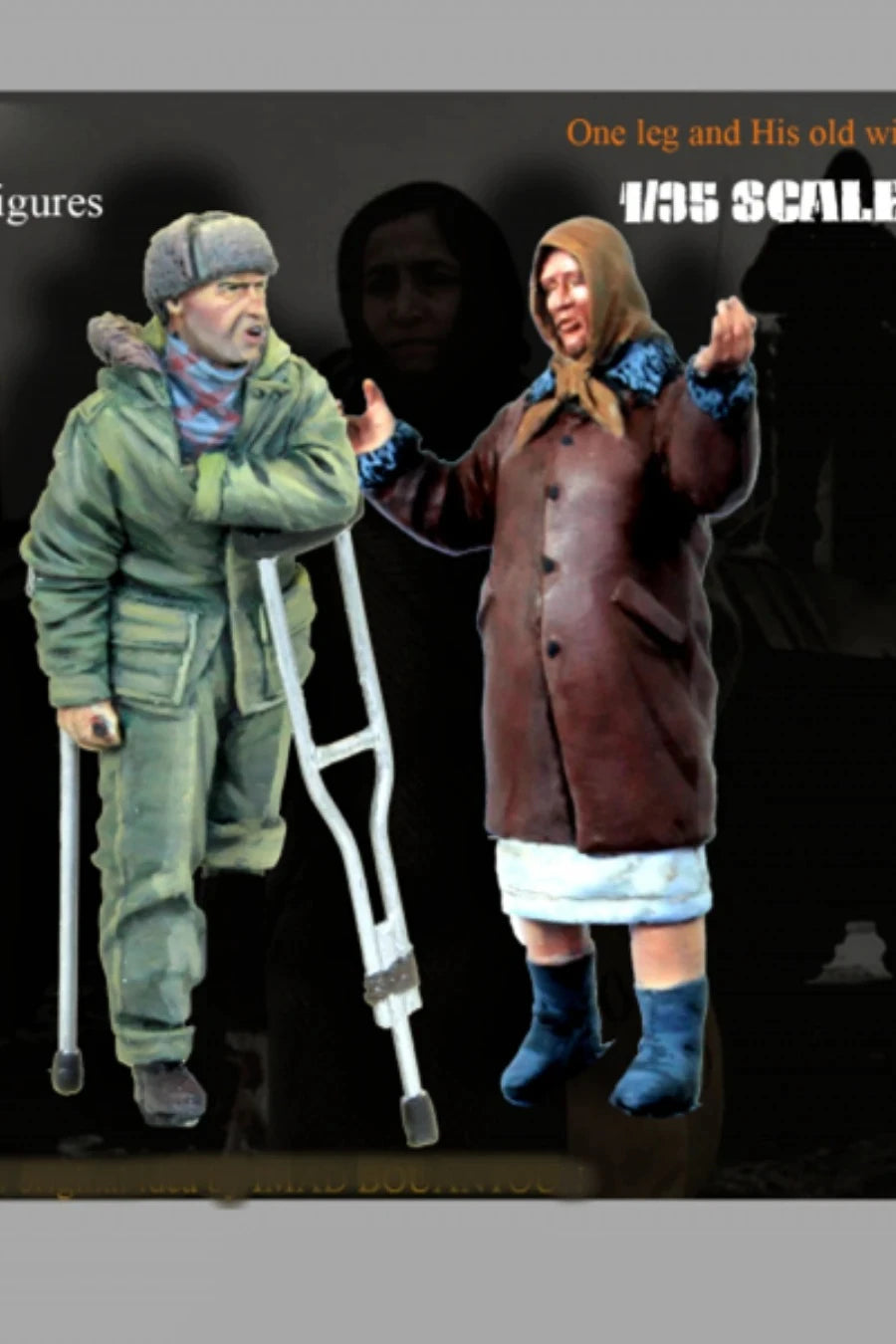 1/35 WWII Injured Soldier & Civilian, 2 Figures, Resin Model Figure Kit, Unassembled and Unpainted