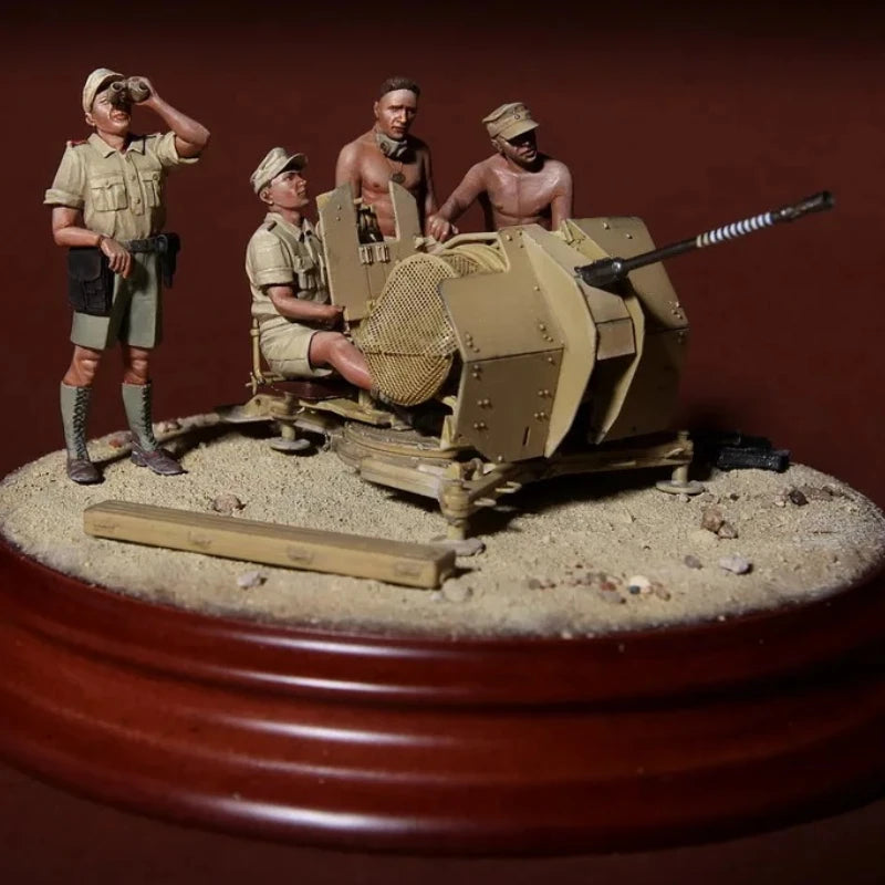 1/35 WWII German DAK Flak 38 Crew, 9 Figures, Resin Model Figure Kit, Unassembled and Unpainted