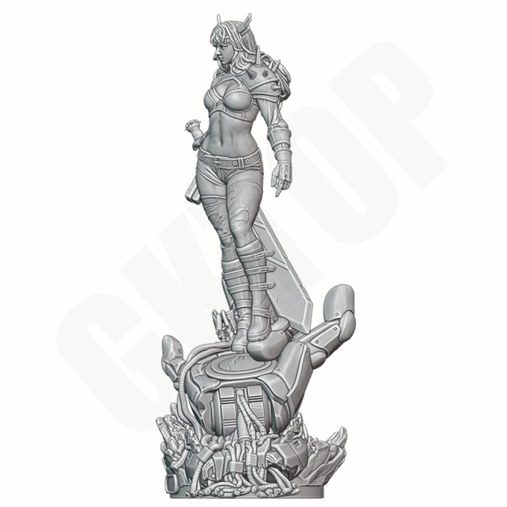 1/24 Horned Demon Warrior Wielding Greatsword, Resin Model Figure Kit, Fantasy Theme, Unassembled and Unpainted