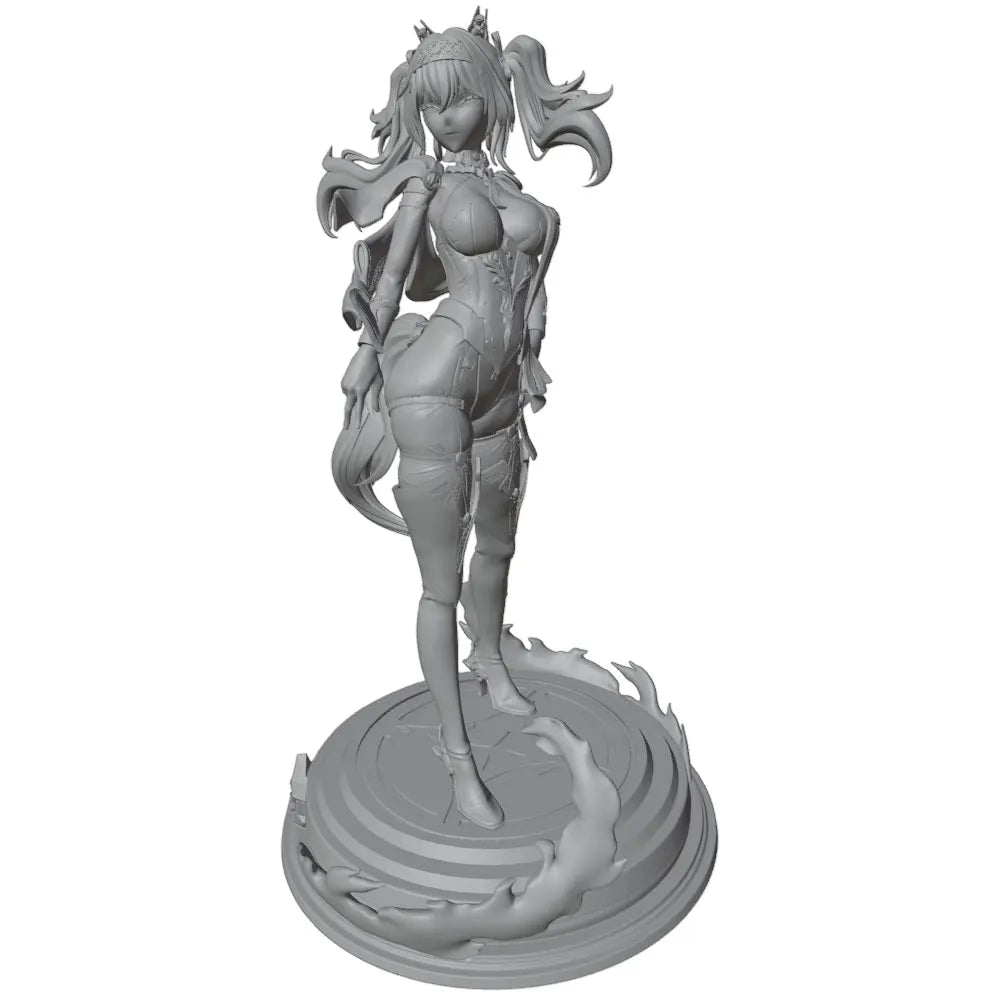1/24 Female Warrior with Twin-Tails and Armored Sleeves, Resin Model Figure Kit, Anime Theme, Unassembled and Unpainted