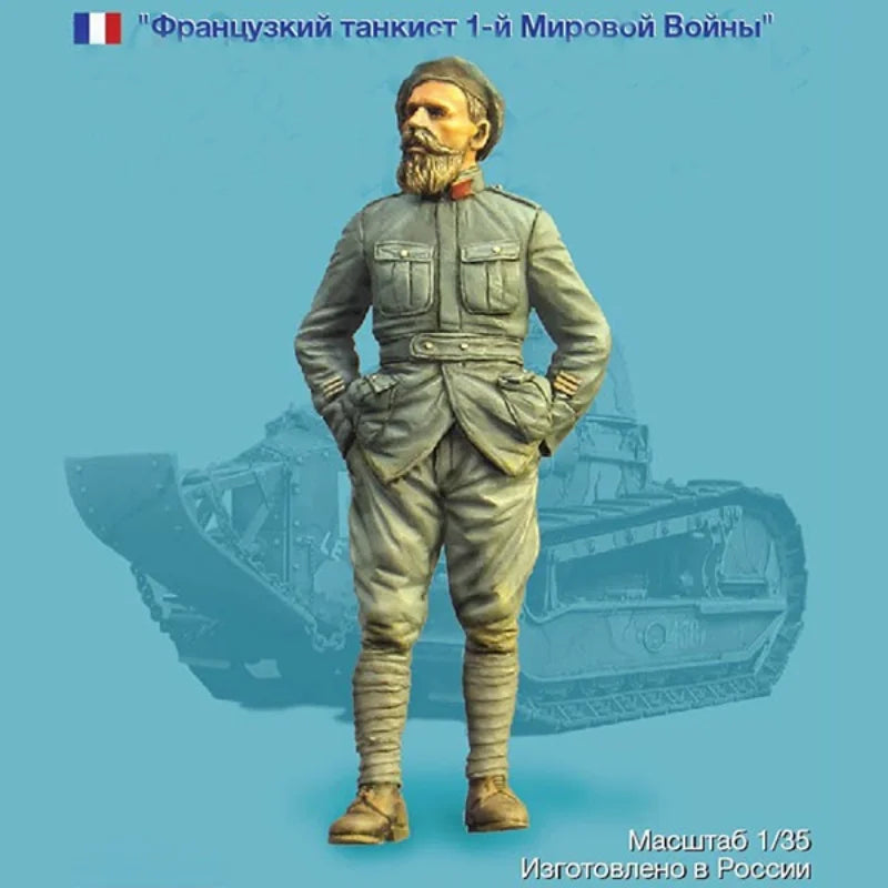 1/35 WWI French Tank Soldier, Resin Model Figure Kit, Unassembled and Unpainted