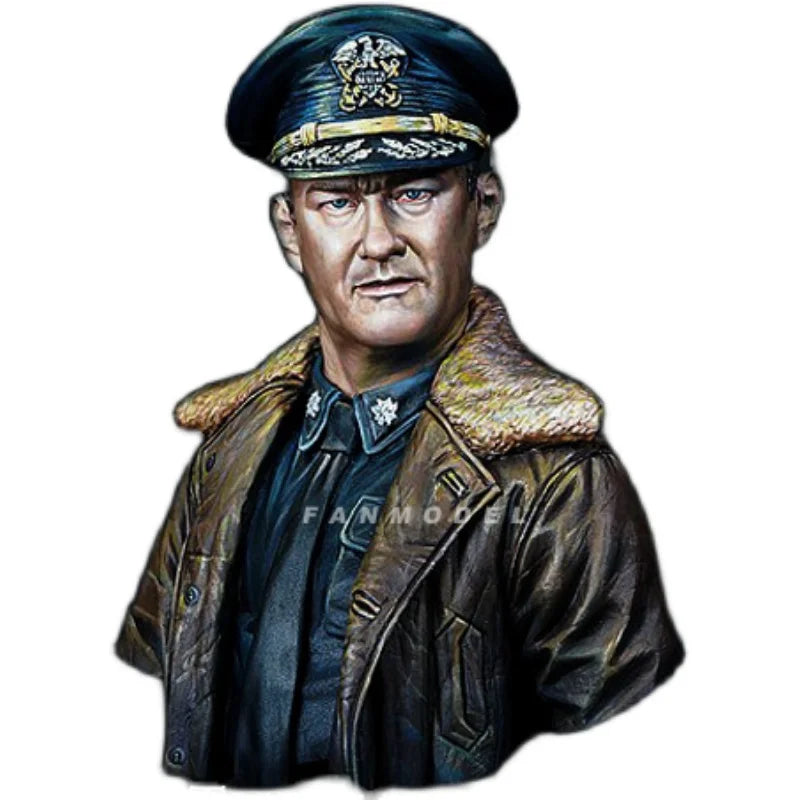 1/10 WWII German General in Leather Greatcoat, Resin Model Bust Kit, Unassembled and Unpainted