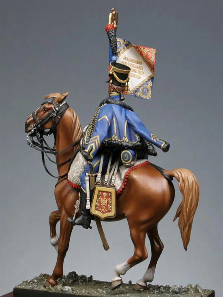 54mm Napoleonic 9th Light Cavalry Officer, Resin Model Figure Kit, Unassembled and Unpainted
