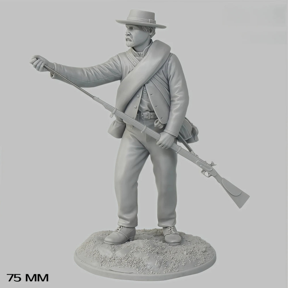 75mm American Civil War Confederate Soldier, Resin Model Figure Kit, Unassembled and Unpainted