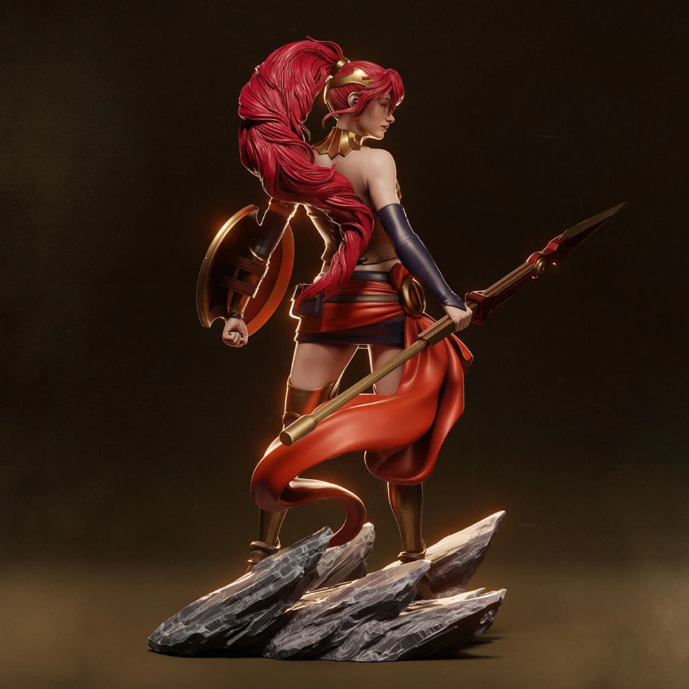 1/12 Female Warrior with Spear, Resin Model Figure Kit, Fantasy Theme, Unassembled and Unpainted