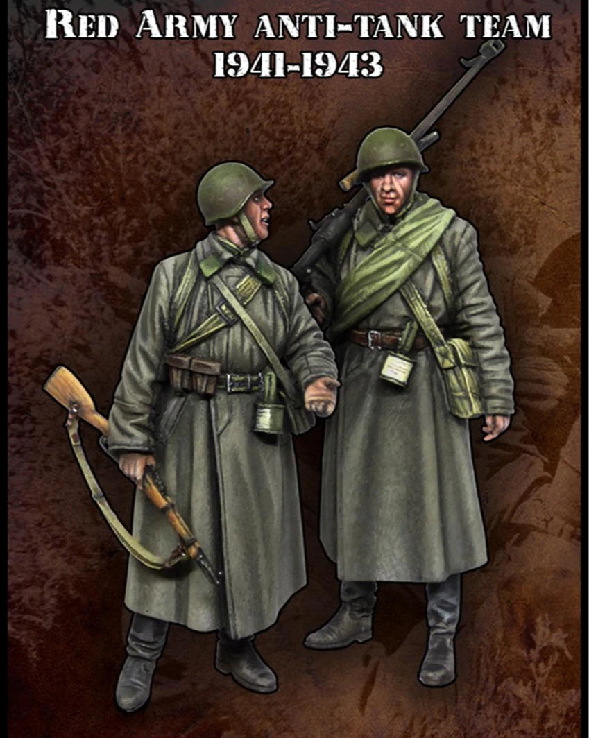 1/35 WWII Soviet Anti-Tank Rifle Team, 2 Figures, Resin Model Figure Kit, Unassembled and Unpainted