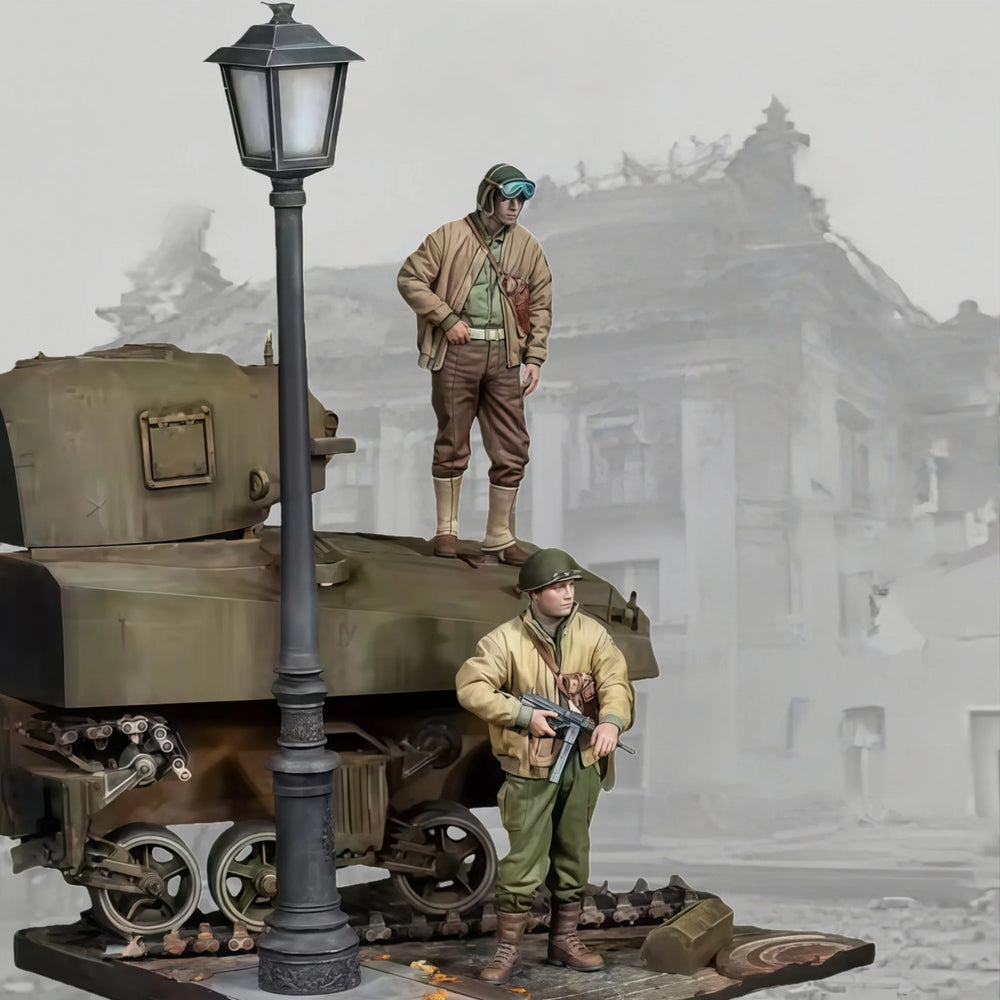 1/35 WWII German Checkpoint, 4 Figures, Resin Model Diorama Kit, Unassembled and Unpainted