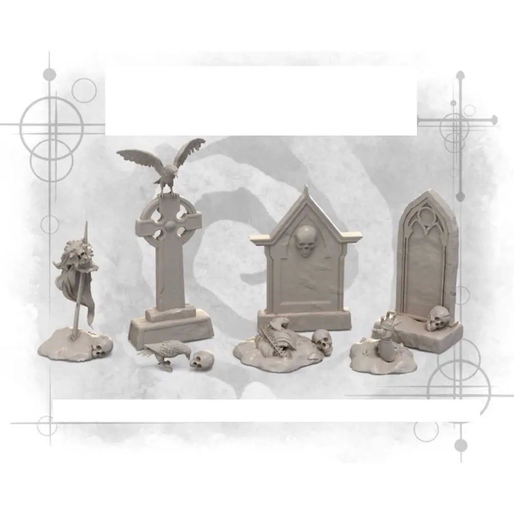1/24 Gothic Cemetery, Resin Model Terrain Kit, Fantasy Theme, Unpainted