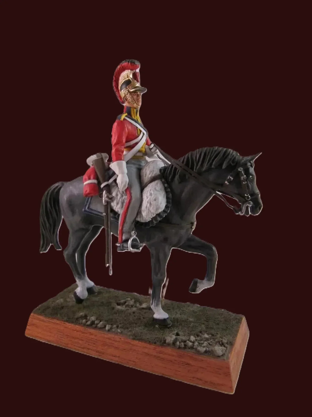 1/32 Napoleonic British Dragoon Officer on Black Horse, Resin Model Figure Kit, Unassembled and Unpainted