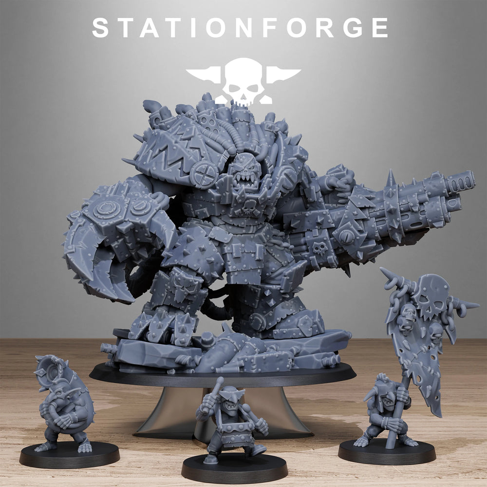 32mm Dark Fantasy Orc War Boss, 12 Figures, Resin Model Figure Kit, Fantasy Theme, Unassembled and Unpainted