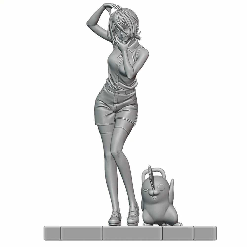 1/24 Girl with Companion, Resin Model Figure Kit, Anime Theme, Unassembled and Unpainted
