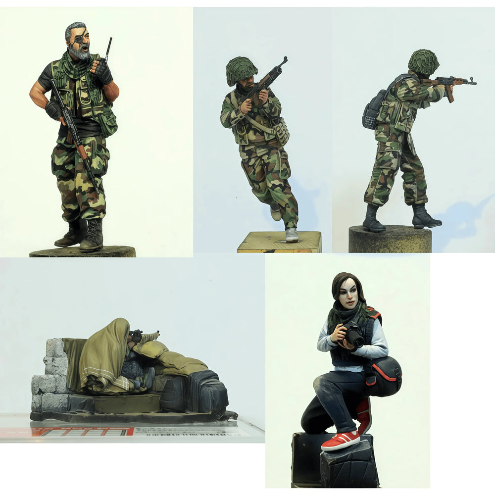 1/35 Modern Combat Team with Journalist, 8 Figures, Resin Model Figure Kit, Unassembled and Unpainted