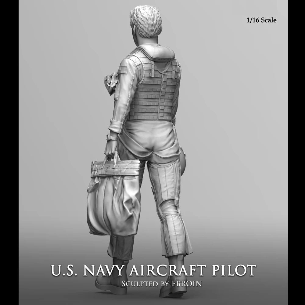 1/16 WWII US Navy Aircraft Pilot (2 Heads), Resin Model Figure Kit, Unassembled and Unpainted