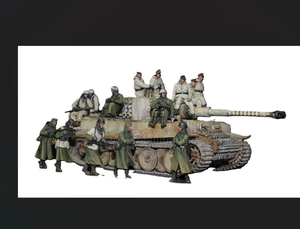 1/35 WWII Soviet Soldiers with T-34 Tank, 14 Figures, Resin Model Diorama Kit, Unassembled and Unpainted