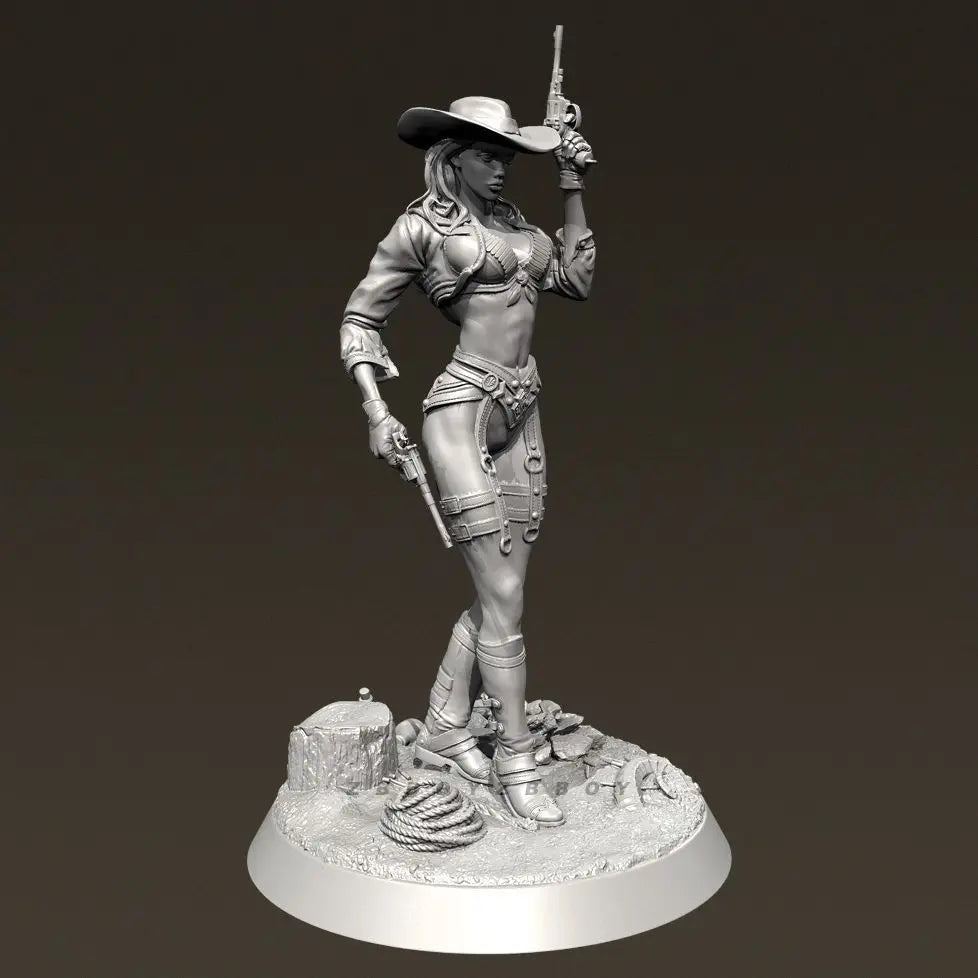 38mm Western Cowgirl, Resin Model Figure Kit, Unassembled and Unpainted