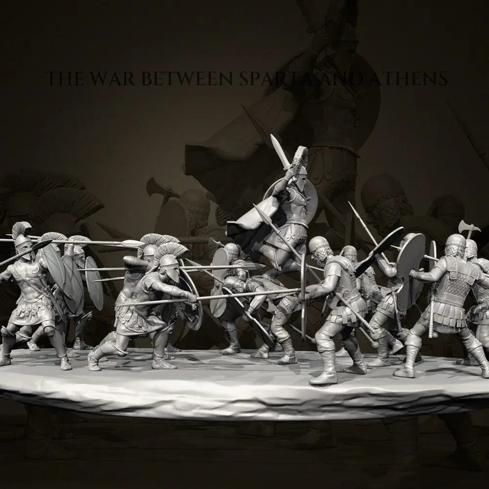 35mm Medieval Fantasy Warriors Battle, 30 Figures, Resin Model Diorama Kit, Unassembled and Unpainted