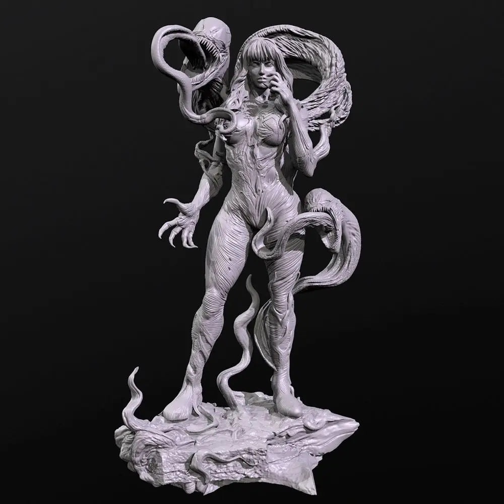 75mm Dark Fantasy Female with Symbiote, Resin Model Figure Kit, Fantasy Theme, Unassembled and Unpainted