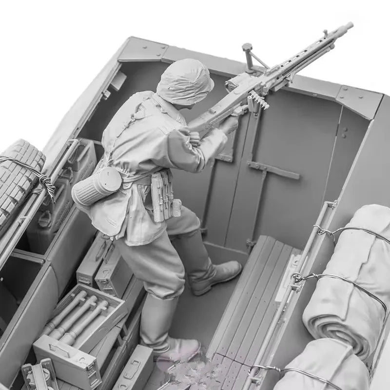 1/16 WWII German Panzer Crew Manning Turret Guns, Resin Model Figure Kit, Unassembled and Unpainted