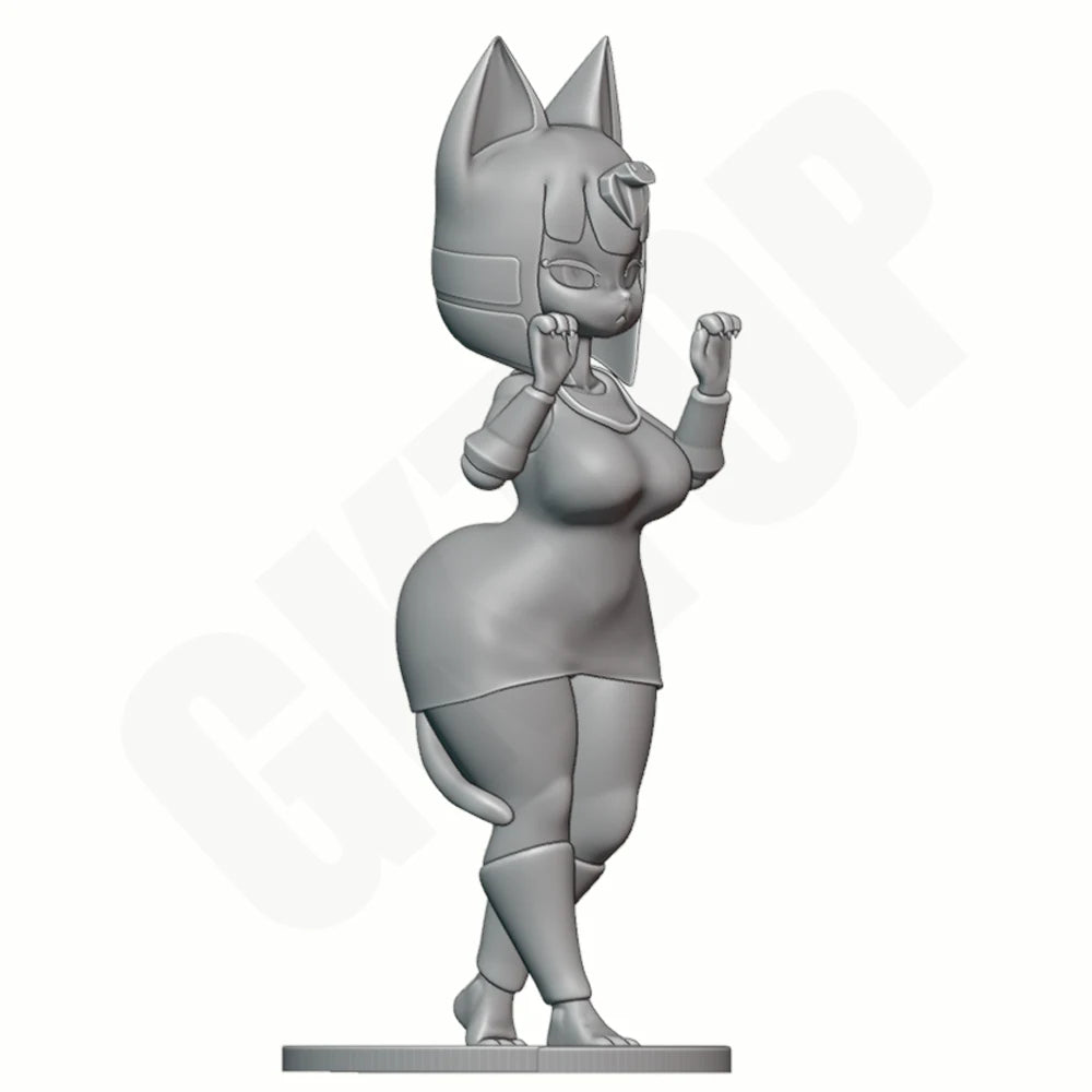 1/24 Cat-Eared Anime Female in Pinup Pose, Resin Model Figure Kit, Anime Theme, Unassembled and Unpainted