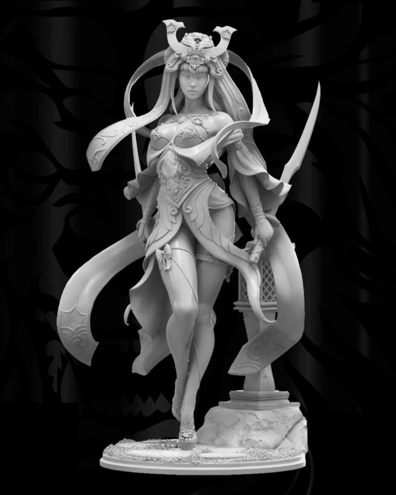 75mm Female Demon Warrior, Resin Model Figure Kit, Fantasy Theme, Unassembled and Unpainted