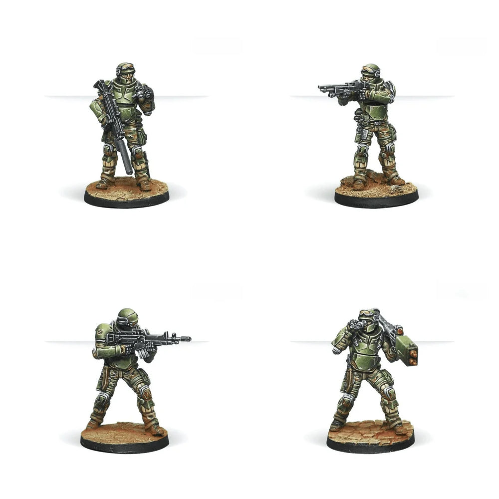40mm Military Infantry, 4 Figures, Resin Model Figure Kit, Sci-Fi Theme, Unassembled and Unpainted