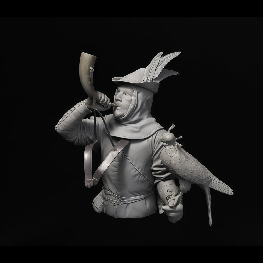 1/10 Medieval Falconer, Resin Model Bust Kit, Unassembled and Unpainted