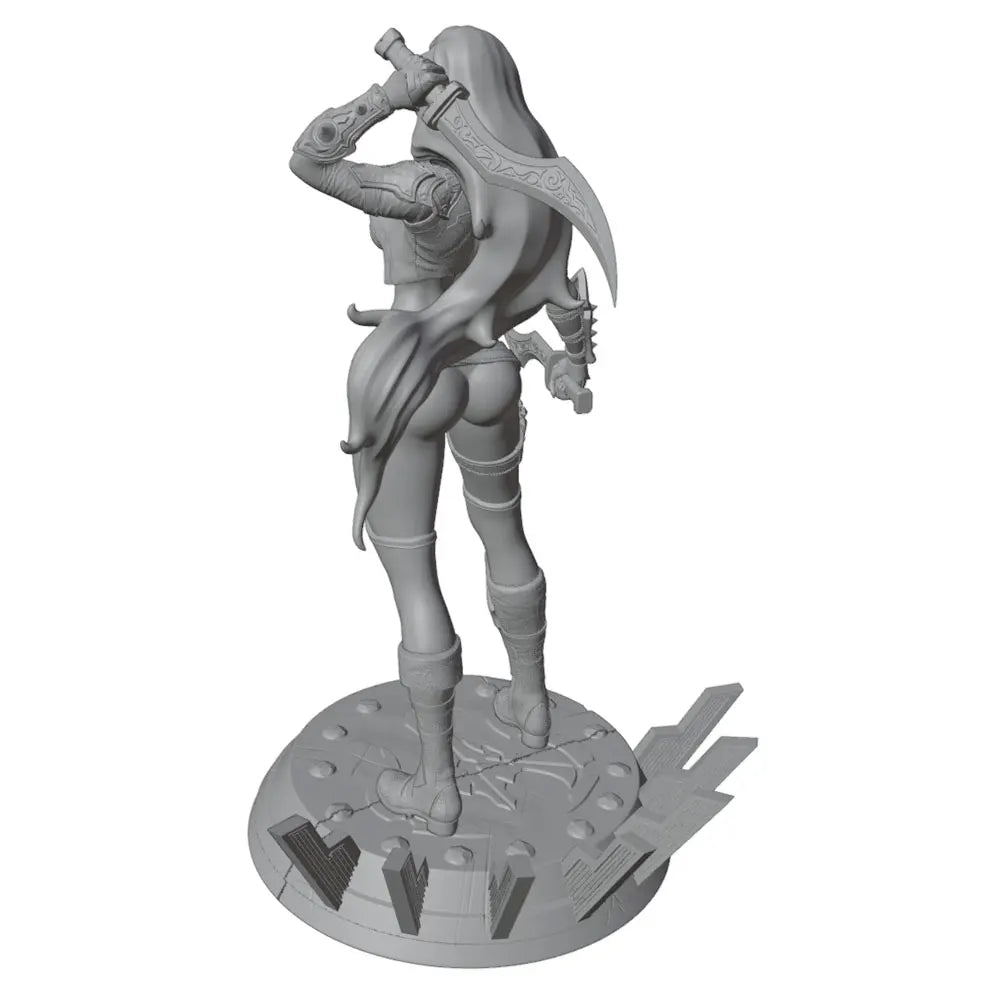 1/24 Female Warrior with Dual Swords, Resin Model Figure Kit, Fantasy Theme, Unassembled and Unpainted