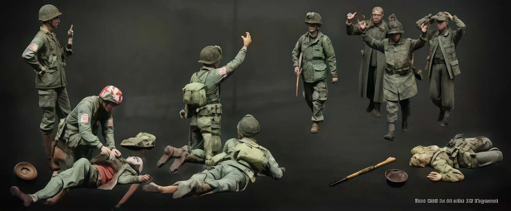 1/35 WWII German Infantry Assault Squad, 9 Figures, Resin Model Figure Kit, Unassembled and Unpainted