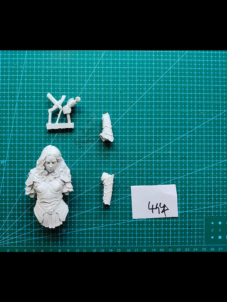 1/10 Medieval Long-Haired Warrior with Ornate Layered Armor, Resin Model Bust Kit, Unassembled and Unpainted