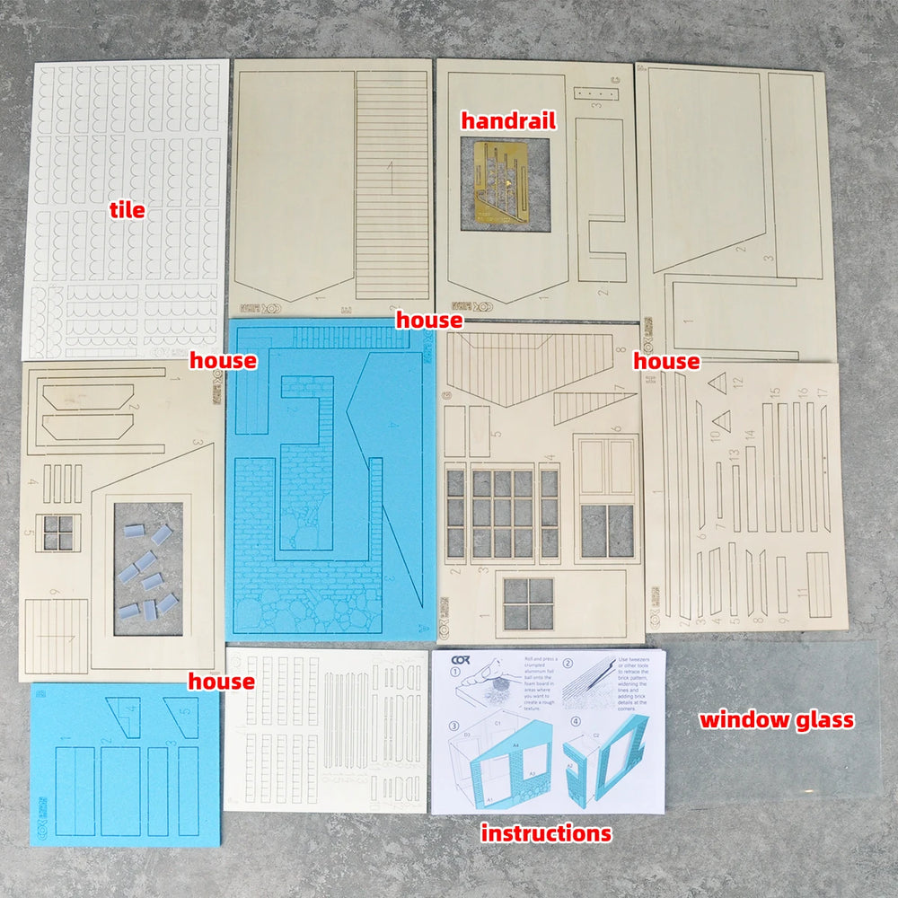 1/16 Modern Rural Cottage, Resin Model Diorama Kit, Unassembled and Unpainted