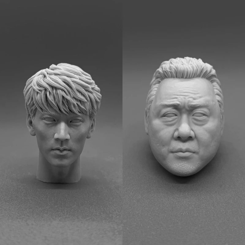 1/6 Asian Film Character Heads, 4 Figures, Resin Model Bust Kit, Anime Theme, Unassembled and Unpainted