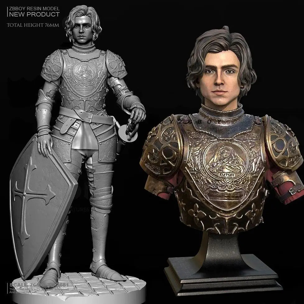 76mm Medieval King Arthur Knight, Resin Model Figure Kit, Unassembled and Unpainted